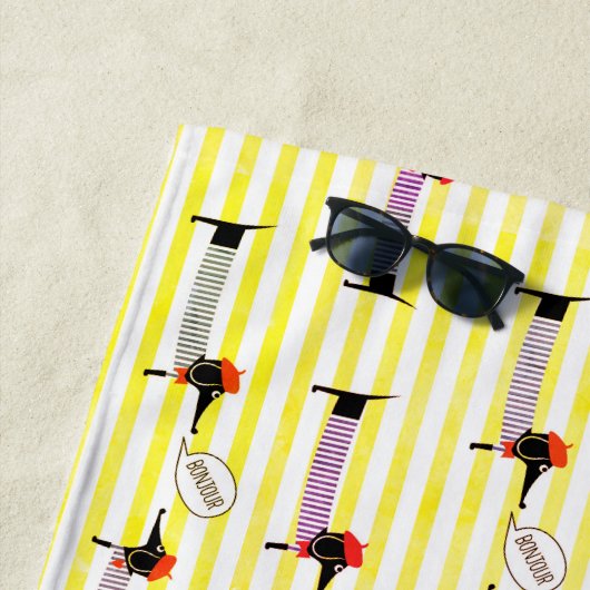 ダシュンドウィナードッグボンジュール ビーチタオル (インサイチュ)