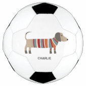 ダシュンドウィーナードッグパーソナライズされた サッカーボール (正面)