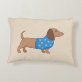 ダシュンドウィーナードッグブルースターセーターonベージュ アクセントクッション (裏面)