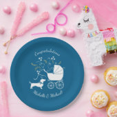 ダシュンドウィーナードッグベビーシャワーブルーボーイ ペーパープレート (パーティー)