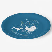 ダシュンドウィーナードッグベビーシャワーブルーボーイ ペーパープレート (アングル)