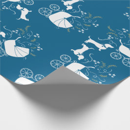 ダシュンドウィーナードッグベビーシャワーブルーボーイ ラッピングペーパー