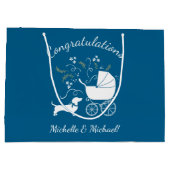 ダシュンドウィーナードッグベビーシャワーブルーボーイ ラージペーパーバッグ (裏面)