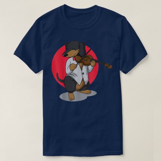 ダシュンドウィーナードッグ遊ズヴァイオリン可愛いおもしろいヴィオ Tシャツ (デザイン正面)
