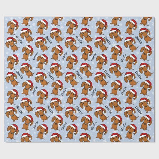 ダシュンドクリスマス名前をカスタムするかわいいウィーナードッグ ラッピングペーパー (フラット)