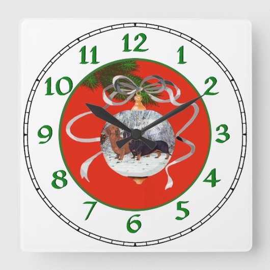 ダシュンドクリスマス装飾品 スクエア壁時計 (正面)