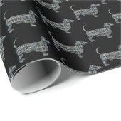 ダシュンドグッドシルエットY&Bグリッドブラックギフト ラッピングペーパー (ロールコーナー)