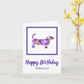 ダシュンドッグシルエットキュートPPY&B誕生日 カード (黄色い花)