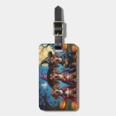 ダシュンドッグスパンプキンハロウィンおもしろい ラゲッジタグ (正面縦)