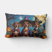 ダシュンドッグスパンプキンハロウィンおもしろい ランバークッション (裏面)