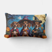 ダシュンドッグスパンプキンハロウィンおもしろい ランバークッション (正面)