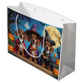 ダシュンドッグスパンプキンハロウィンおもしろい ラージペーパーバッグ (裏面アングル)