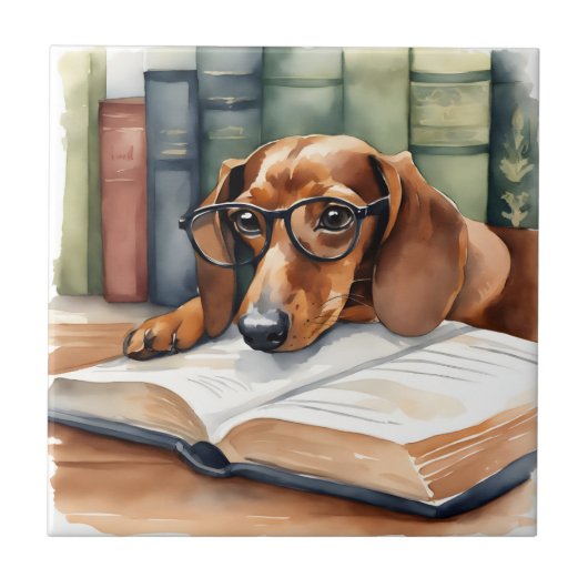 ダシュンドッグヴィンテージ水彩 タイル (正面)