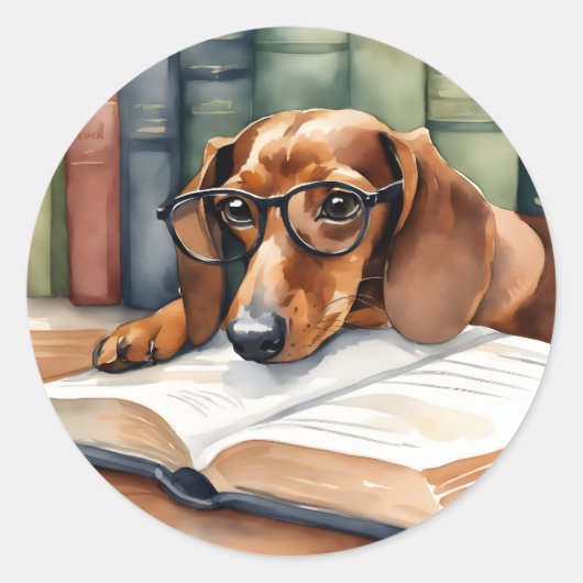 ダシュンドッグヴィンテージ水彩 ラウンドシール (正面)