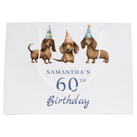 ダシュンドッグ60誕生日 ラージペーパーバッグ (正面)