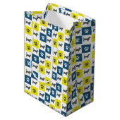 ダシュンドッグ&ポーイエロー&ブラックグリッド線 ミディアムペーパーバッグ (正面アングル)