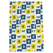 ダシュンドッグ&ポーイエロー&ブラックグリッド線 ミディアムペーパーバッグ (裏面)