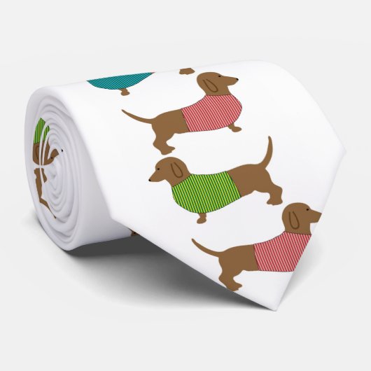 ダシュンドドッグのセーター柄おもしろい ネクタイ (ロール)