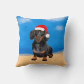 ダシュンドドッグオンビーチクリスマスハット クッション (裏面)