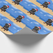 ダシュンドドッグオンビーチクリスマスハット ラッピングペーパー (角)