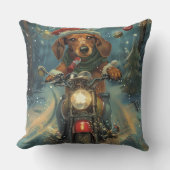 ダシュンドドッグオートバイクリスマス クッション (正面)