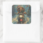 ダシュンドドッグオートバイクリスマス スクエアシール (バッグ)