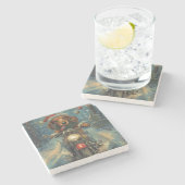 ダシュンドドッグオートバイクリスマス ストーンコースター (横)