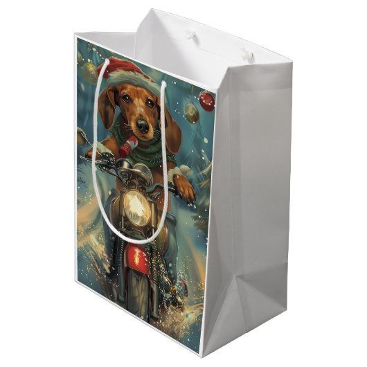 ダシュンドドッグオートバイクリスマス ミディアムペーパーバッグ (裏面アングル)