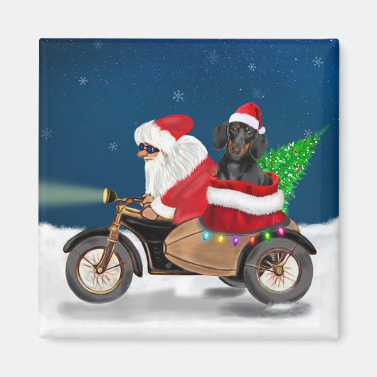 ダシュンドドッグクリスマスサンタクロース マグネット (正面)