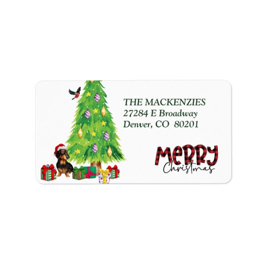 ダシュンドドッグクリスマスツリー差出人住所ラベル ラベル (正面)