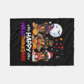 ダシュンドドッグクリスマスハッピーハロサンク感謝していマス フリースブランケット (正面(横))