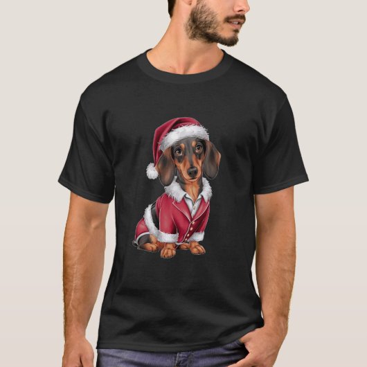 ダシュンドドッグサンタクリスマおもしろいタダシュン Tシャツ (正面)
