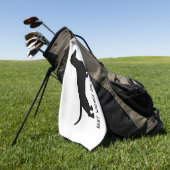 ダシュンドドッグシルエットカスタム文字 ゴルフタオル (グリーン)