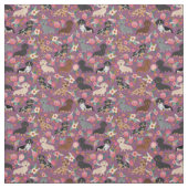 ダシュンドドッグスヴィンテージ花模様ナス ファブリック (見本)