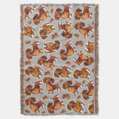 ダシュンドドッグパターンフリースブランケット スローブランケット (正面縦)