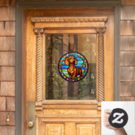 ダシュンドドッグペットポートレートフェイクステンドグラス ウィンドウサイン