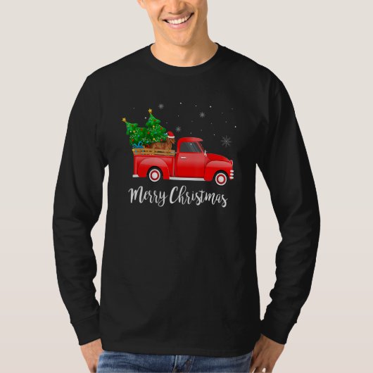 ダシュンドドッグレッドトラッククリスマスデコレーション Tシャツ (正面)