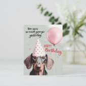 ダシュンドドッグ誕生日カードとパーティー帽子 シーズンカード (スタンド正面)