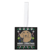 ダシュンドドッグ醜いクリスマスセータースタイル キューブオーナメント (正面)