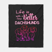 ダシュンドネオンピンクドードルの方が生活が良い フリースブランケット (正面)