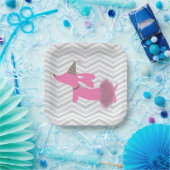 ダシュンドピンクウィーナードッグパーティープレート ペーパープレート (パーティー)