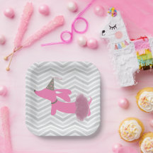 ダシュンドピンクウィーナードッグパーティープレート