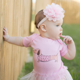 ダシュンドピンクハートワンピースベビー用コーディネート ベビーボディスーツ