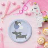 ダシュンドブルーベビーシャワー紙プレート水玉模様 ペーパープレート (パーティー)