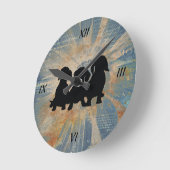 ダシュンドブルー金ゴールドドイツプリントウォールクロック ラウンド壁時計 (傾斜)