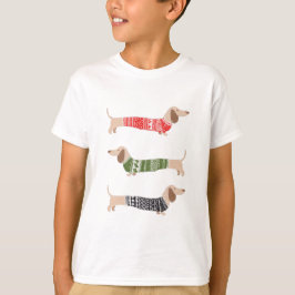 ダシュンドペット醜い黒いクリスマスセーターおもしろい Tシャツ