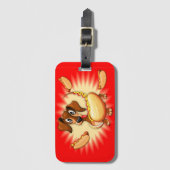 ダシュンドホットドッグかわいいおもしろいキャラクター ラゲッジタグ (正面縦)