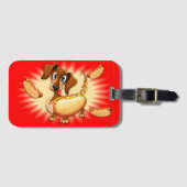 ダシュンドホットドッグかわいいおもしろいキャラクター ラゲッジタグ (正面横)