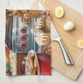 ダシュンドホリデーベーキング:フェスティバルクリスマス キッチンタオル (四つ折り)