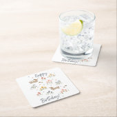 ダシュンドラバーズハッピーバースデーフローラパーティー スクエアペーパーコースター (インサイチュ)